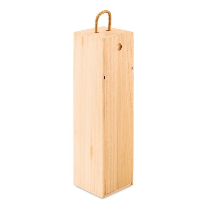 Cutie din lemn paulownia, pentru 1 sticla de vin, Everestus, VXCV01, natur, saculet de calatorie inclus