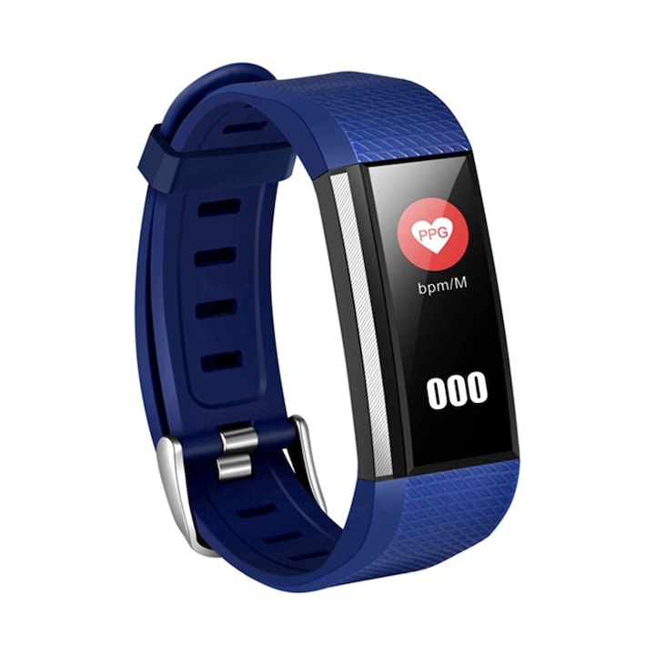 Bratara fitness MoreFIT™ W200, BT 4.0, Puls, Oxigen, Mod sport, Ecran Color, Rezistenta la Apa IP67, Notificari apeluri, Android, iOS, Remote camera, Albastru