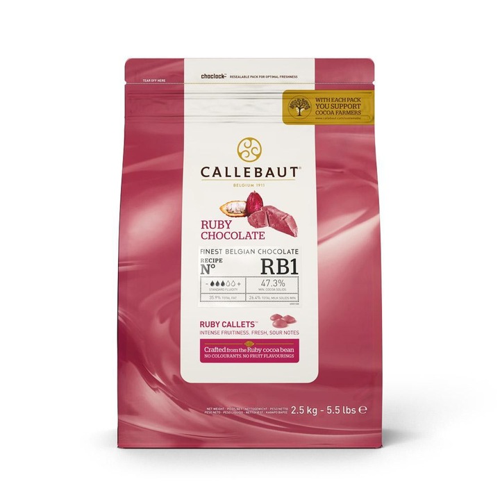Ciocolata Ruby RB1, 47.3%, 2.5 Kg, Callebaut