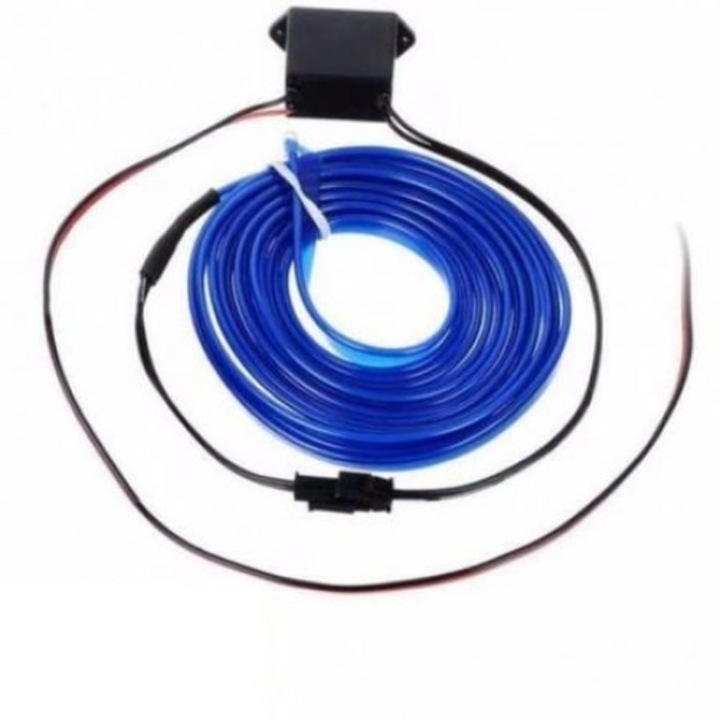 Fir Neon Auto Albastru 5M,Droser Auto inclus,El Wire