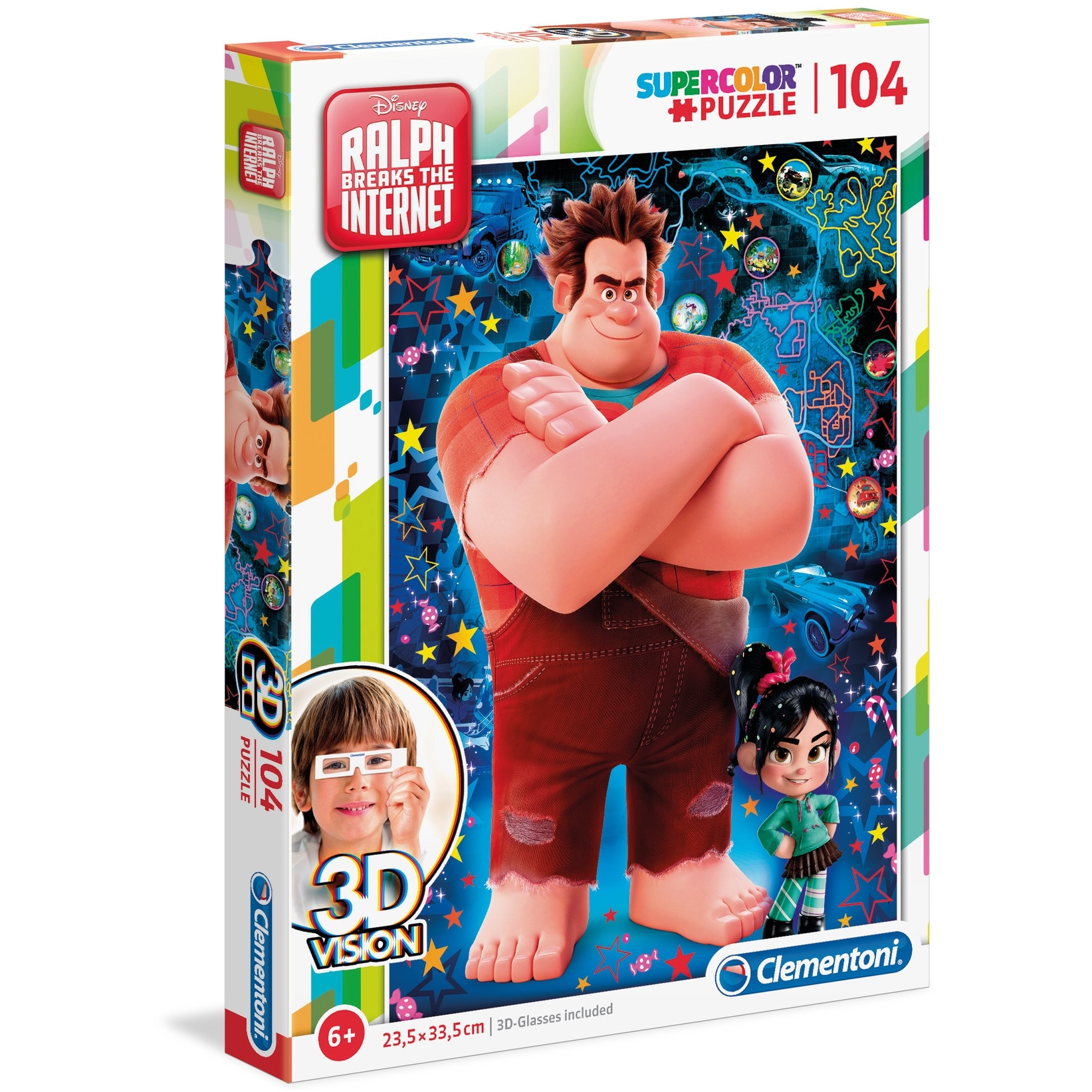 Puzzle Clementoni SuperColor 3D Vision Ralph breaks the Internet, 104 piese  