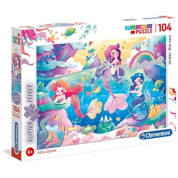 Puzzle Clementoni SuperColor Glitter Puzzle Under the sea, 104 piese Puzzle Clementoni SuperColor Glitter Puzzle Under the sea, 104 piese