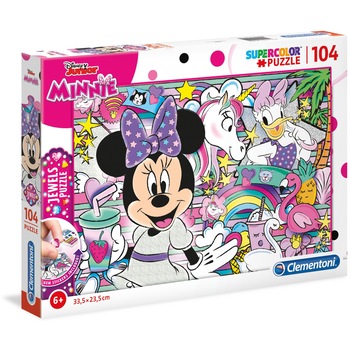 Puzzle Clementoni SuperColor Jewels Puzzle Disney Junior Minnie, 104 piese Puzzle Clementoni SuperColor Jewels Puzzle Disney Junior Minnie, 104 piese