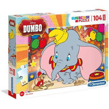 Puzzle Clementoni SuperColor Maxi Disney Dumbo, 104 piese Puzzle Clementoni SuperColor Maxi Disney Dumbo, 104 piese