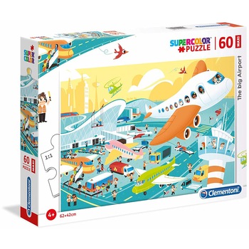 Puzzle Clementoni SuperColor Maxi The big Airport, 60 piese Puzzle Clementoni SuperColor Maxi The big Airport, 60 piese