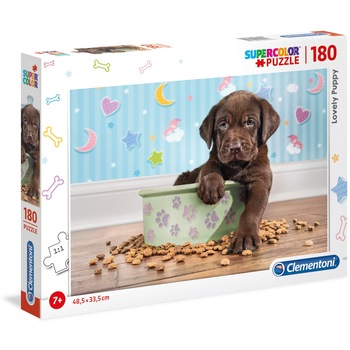 Puzzle Clementoni SuperColor Lovely Puppy, 180 piese Puzzle Clementoni SuperColor Lovely Puppy, 180 piese