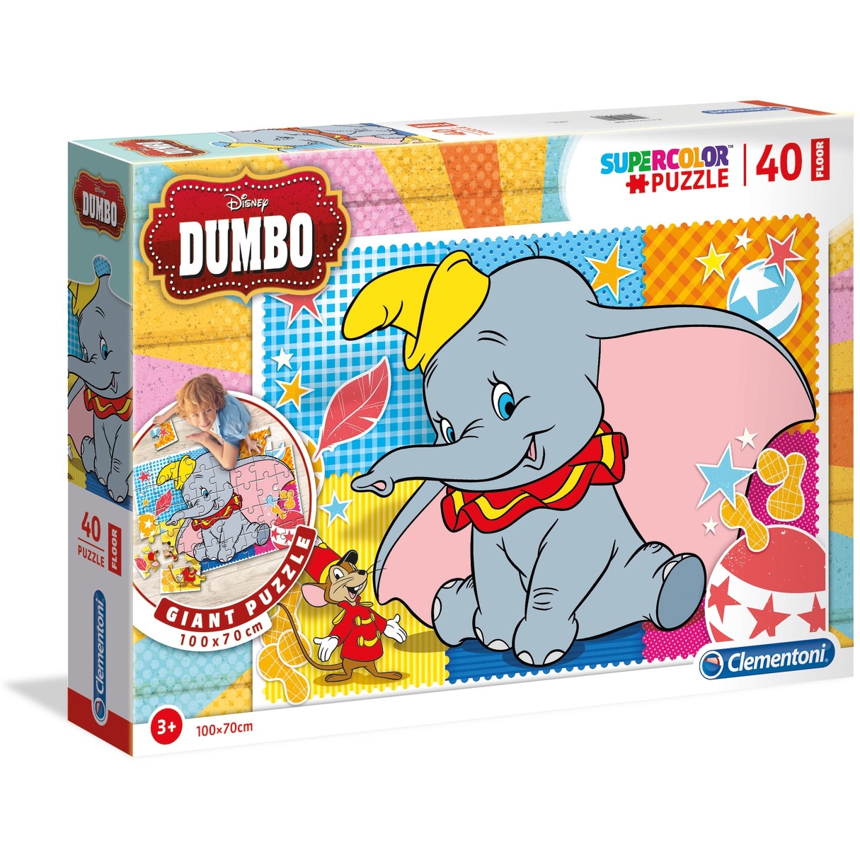 Puzzle Clementoni SuperColor Floor Disney Dumbo, 40 piese