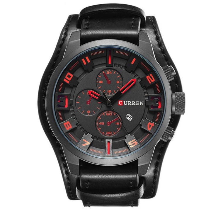 Ceas barbatesc Curren IRM Military, Negru / Rosu