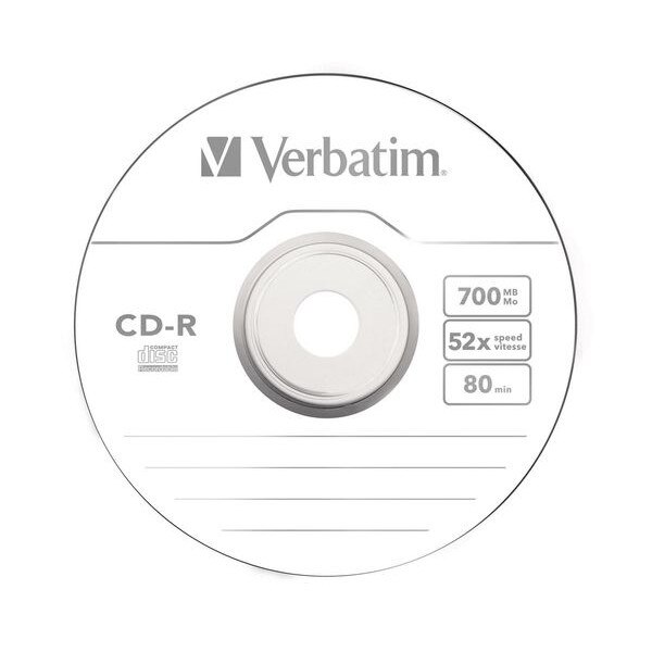 Pachet cu discuri pentru o singura inregistrare , Verbatim , CDR 52x 700MB 200 bucati , argintiu