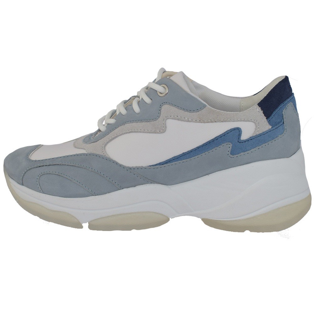 Pantofi sport, din piele naturala, Geox, D92BPB-C1ZF3-86-06, alb/bleu