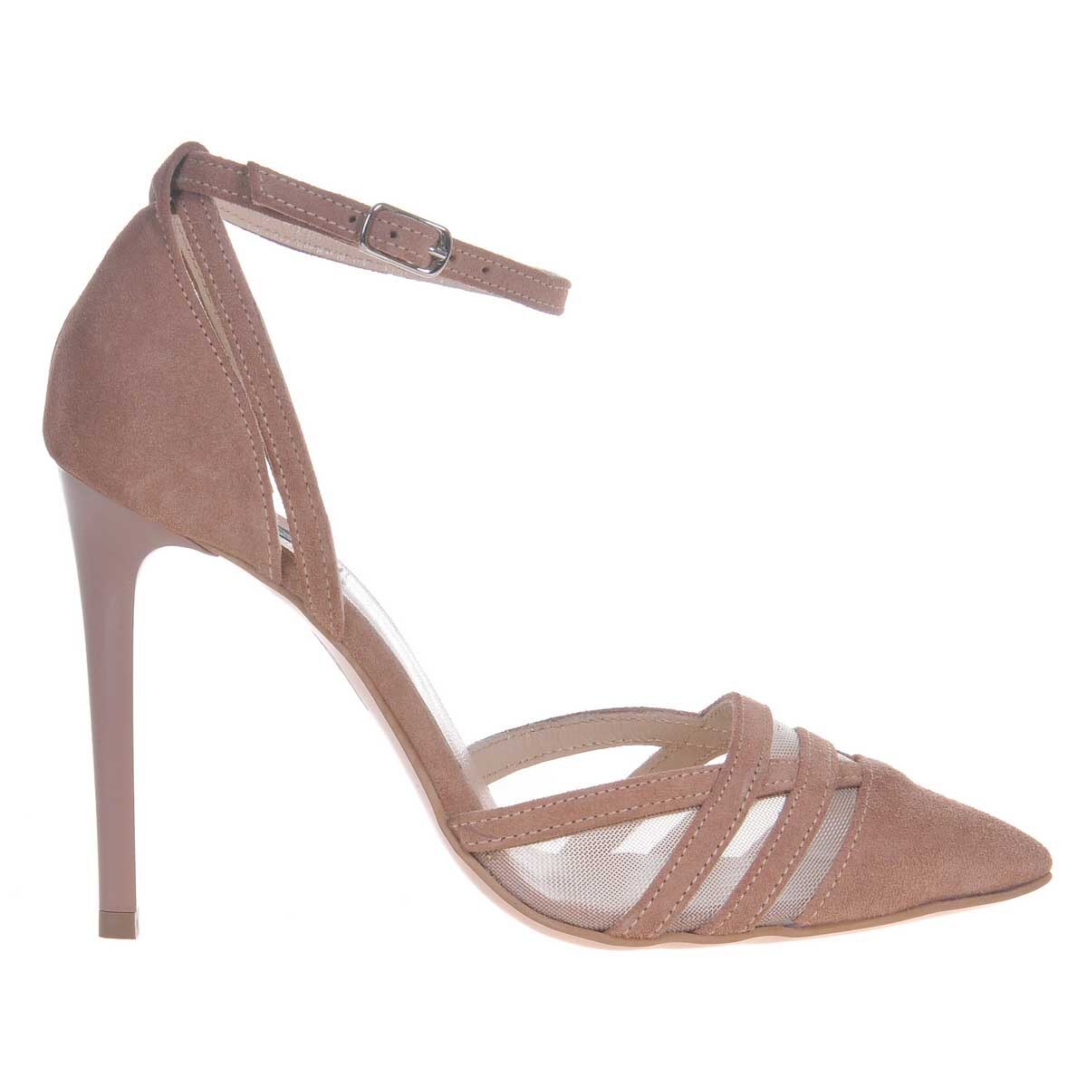 Pantofi cu Plasa Piela Naturala, Crem