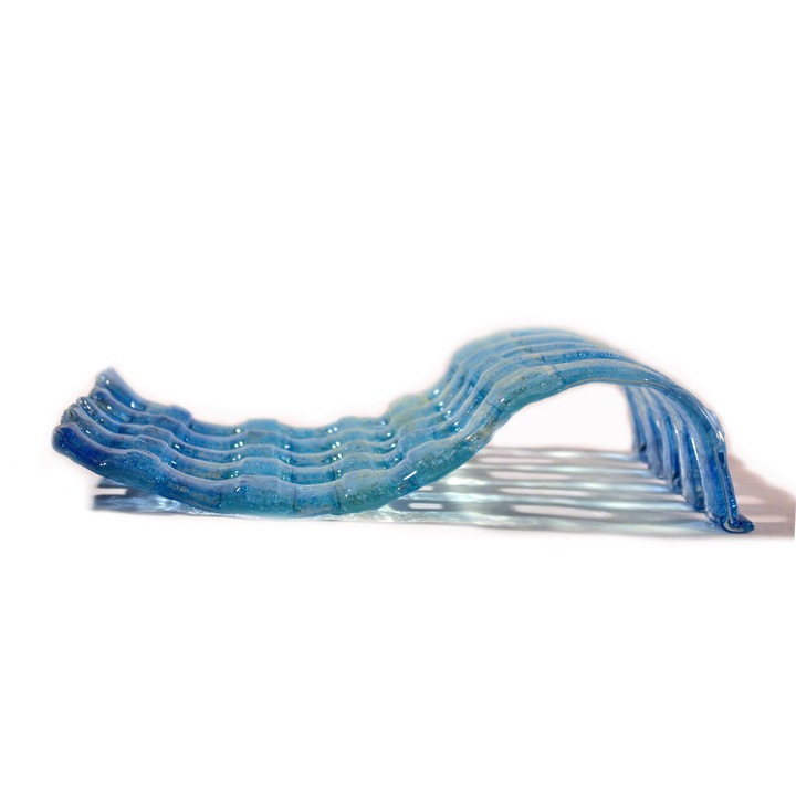Fructiera din sticla topita - Turquoize