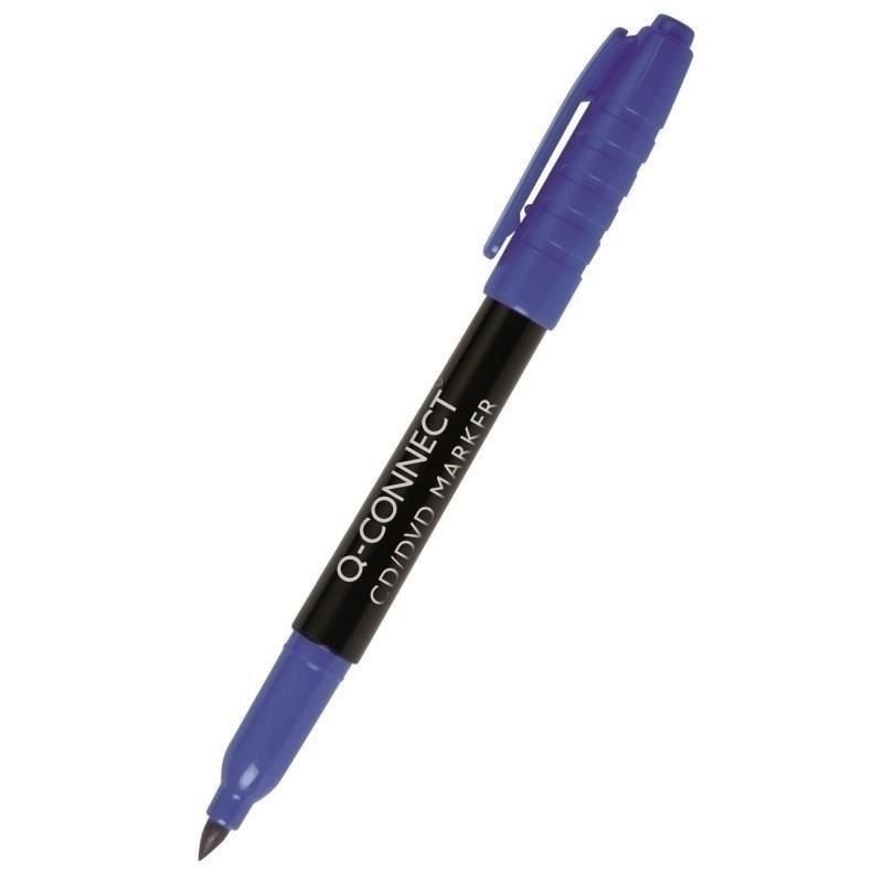 Marker permanent Q-CONNECT, tip M, pentru cd/dvd, scriere de 1 mm, albastru