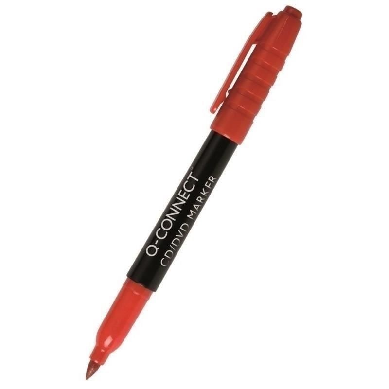 Marker permanent Q-CONNECT, tip M, pentru cd/dvd, scriere de 1 mm, rosu