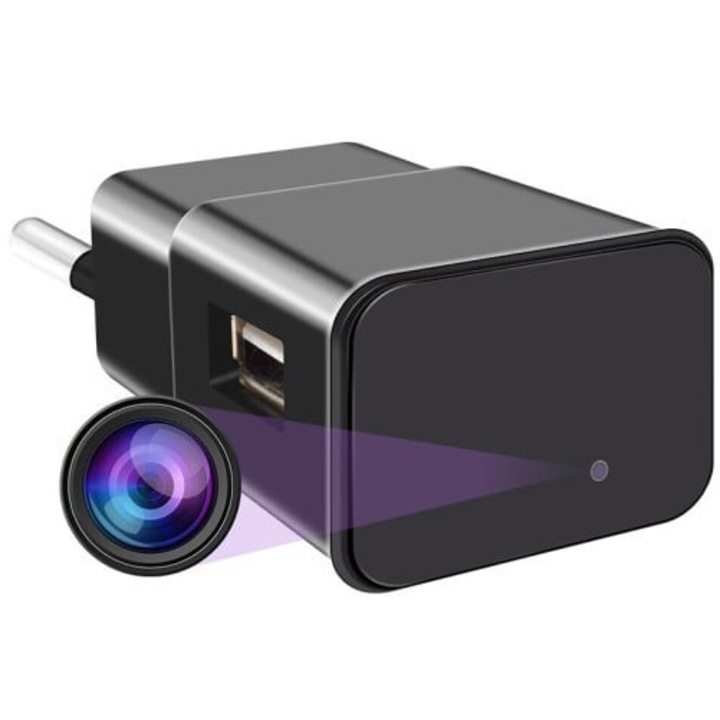 USB Töltő iUni SpyCam IP1000, 1080p Full HD kém kamera, Vezeték nélküli, P2P, Audió-Videó, 32 GB Memória