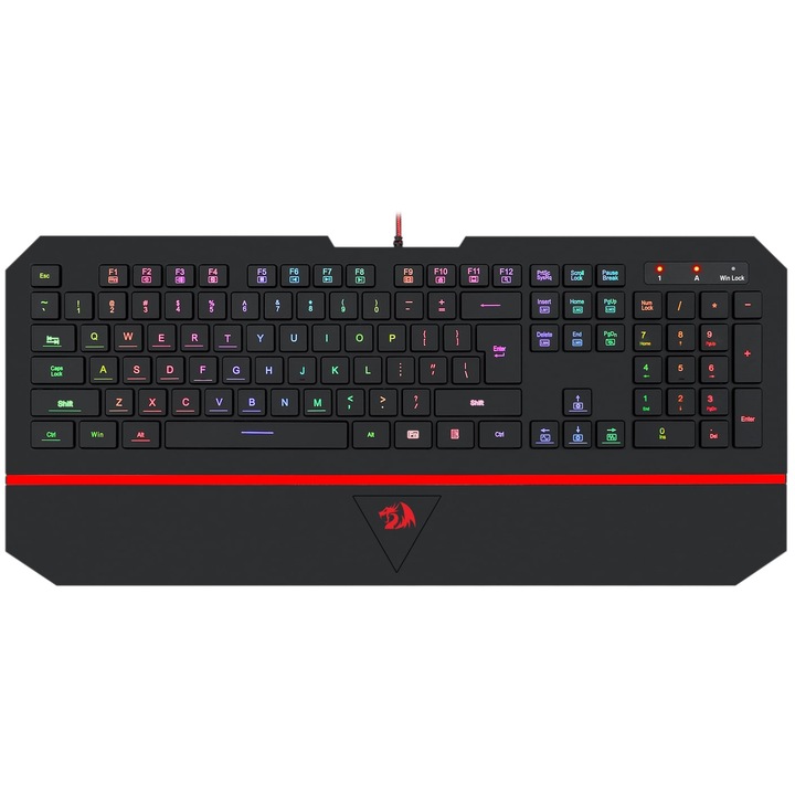 Tastatura gaming Redragon Karura 2, iluminare RGB, taste slim, Negru