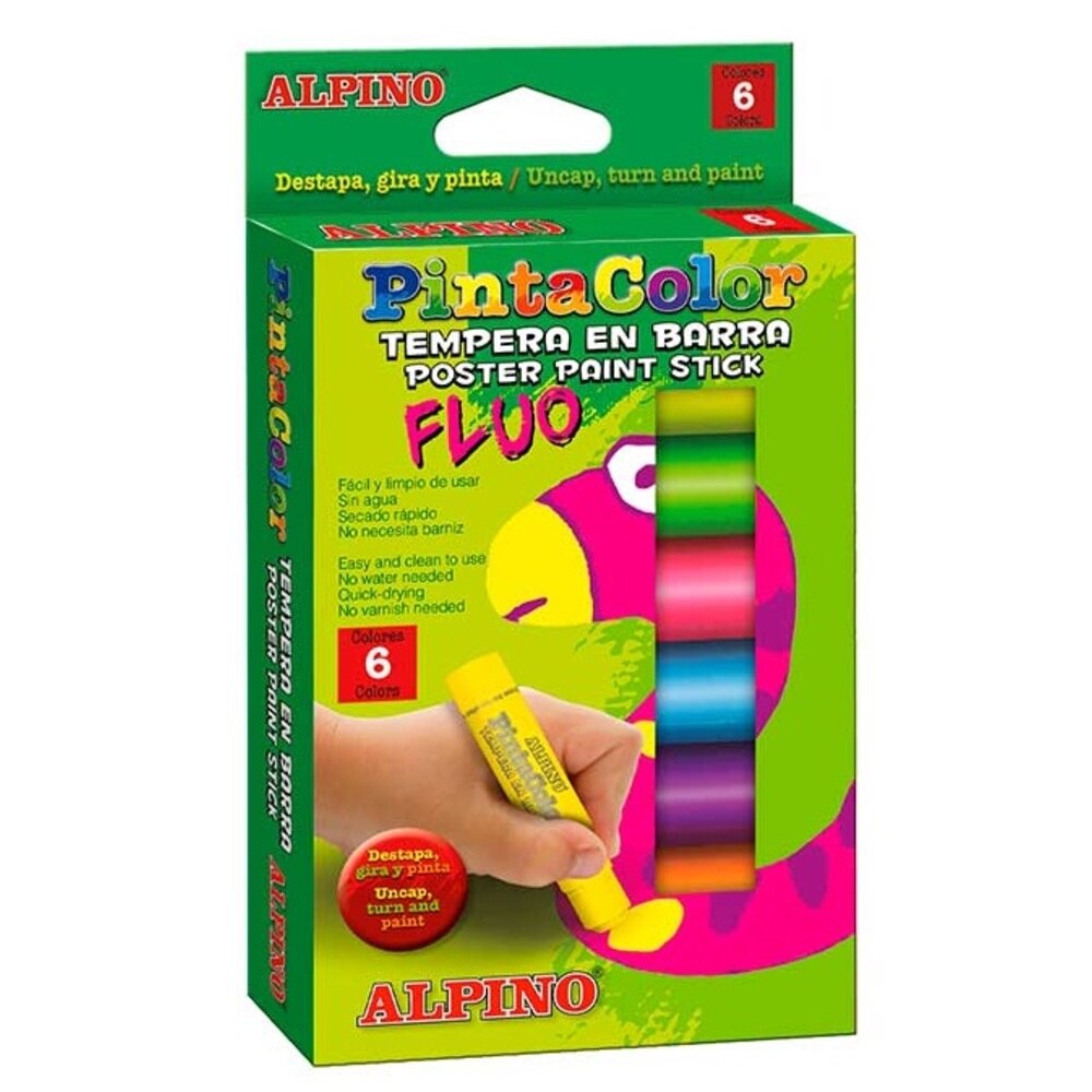 Creioane Tempera fluorescente, ALPINO PintaColor, 6 culori/cutie