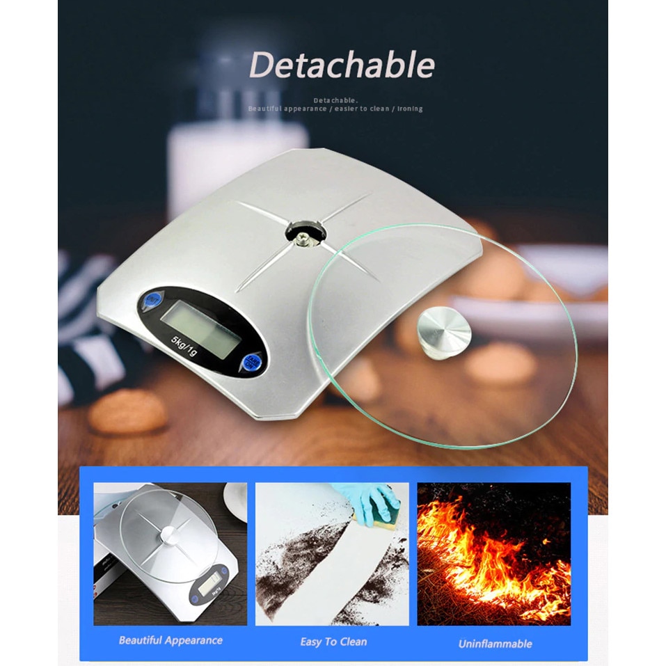 Cantar bucatarie electronic cu tava din sticla, FEILITE KE-5, max ...