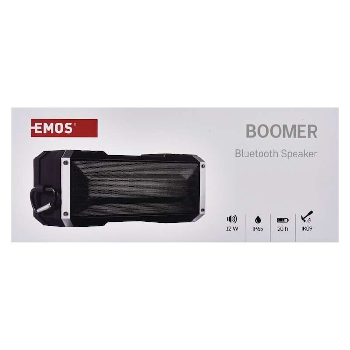 EMOS Boomer Aktív MP3 Hangfal Party hangdoboz Bluetooth hangfal ( boombox ) 12w ip65 vízálló Akkus BT hangszóró e0082