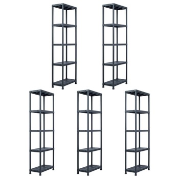Set de 5 rafturi depozitare, vidaXL, Plastic, 60 x 30 x 180 cm, Negru Set de 5 rafturi depozitare, vidaXL, Plastic, 60 x 30 x 180 cm, Negru