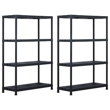 Set de 2 rafturi de depozitare, vidaXL, Plastic, 90 x 40 x 138 cm, Negru Set de 2 rafturi de depozitare, vidaXL, Plastic, 90 x 40 x 138 cm, Negru