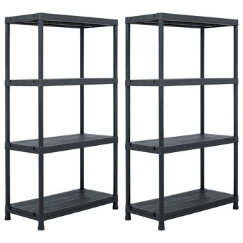Set de 2 rafturi depozitare, vidaXL, Plastic, 60 x 30 x 138 cm, Negru Set de 2 rafturi depozitare, vidaXL, Plastic, 60 x 30 x 138 cm, Negru