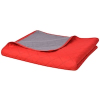 Pilota matlasata cu doua fete, vidaXL, Tesatura, 220 x 240 cm, Rosu cu Gri