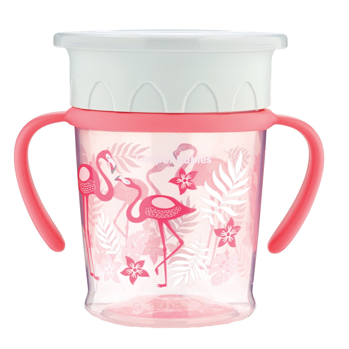 Cana anti curgere cu manere 270 ml Canpol Babies Jungle 56/504, Roz 6+ luni