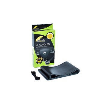 Set reparatie volan husa piele naturala neagra cu snur autoutilitare dube Set reparatie volan husa piele naturala neagra cu snur autoutilitare dube