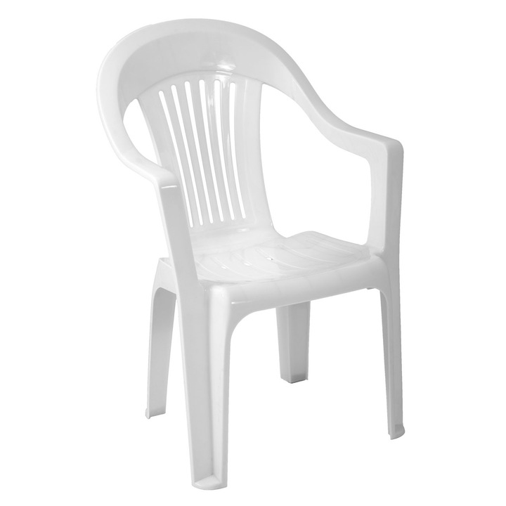 Стол за градина и тераса, Подметка, изработен от пластмаса, бял цвят, размери 57 х 54 х 90 см