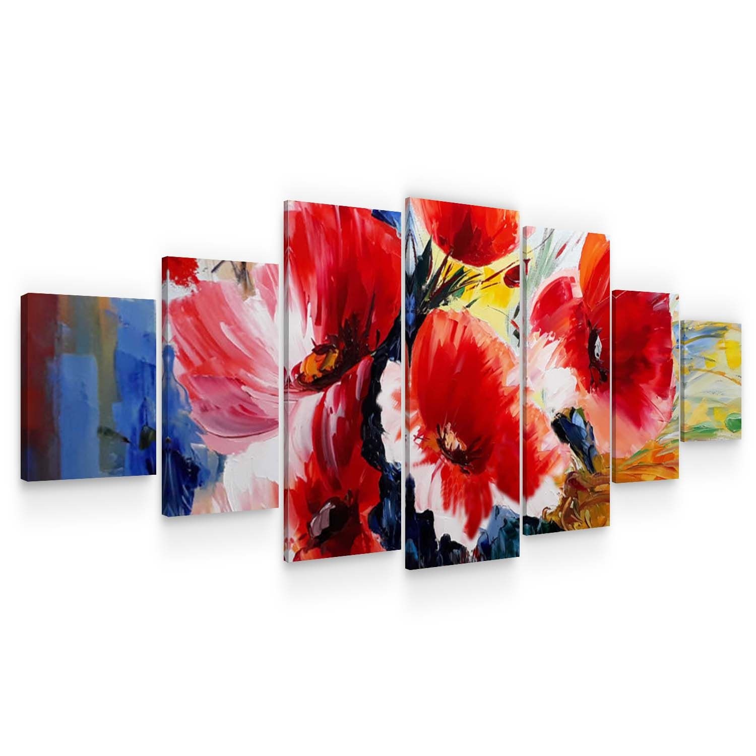Set Tablou DualView Startonight Flori Rosii in Buchete, 7 piese, luminos in intuneric, 100 x 240 cm
