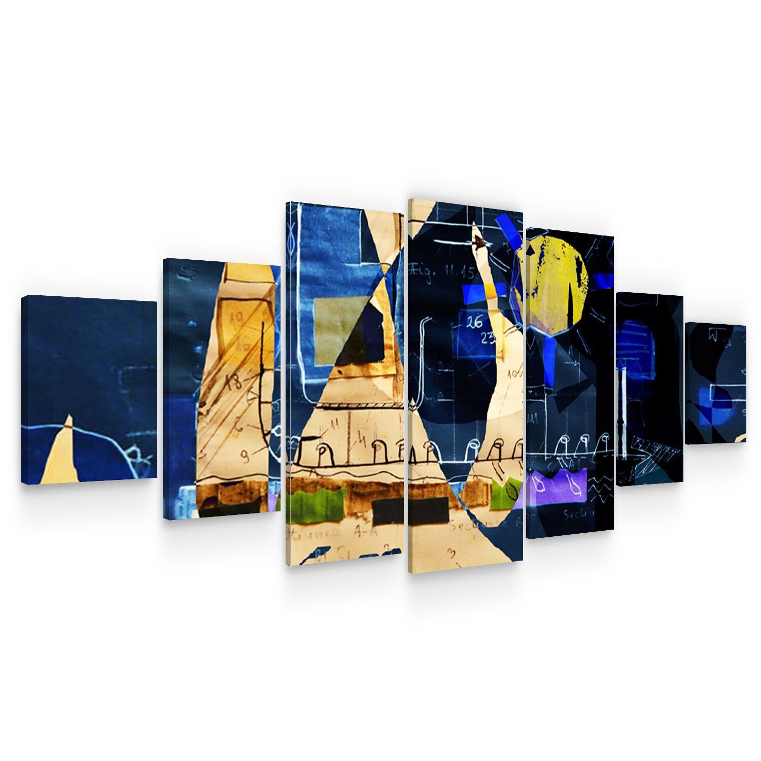 Set Tablou DualView Startonight Albastru Intunecat, 7 piese, luminos in intuneric, 100 x 240 cm