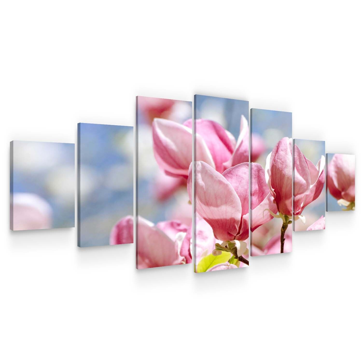 Set Tablou DualView Startonight Magnolie Inflorita, 7 piese, luminos in intuneric, 100 x 240 cm