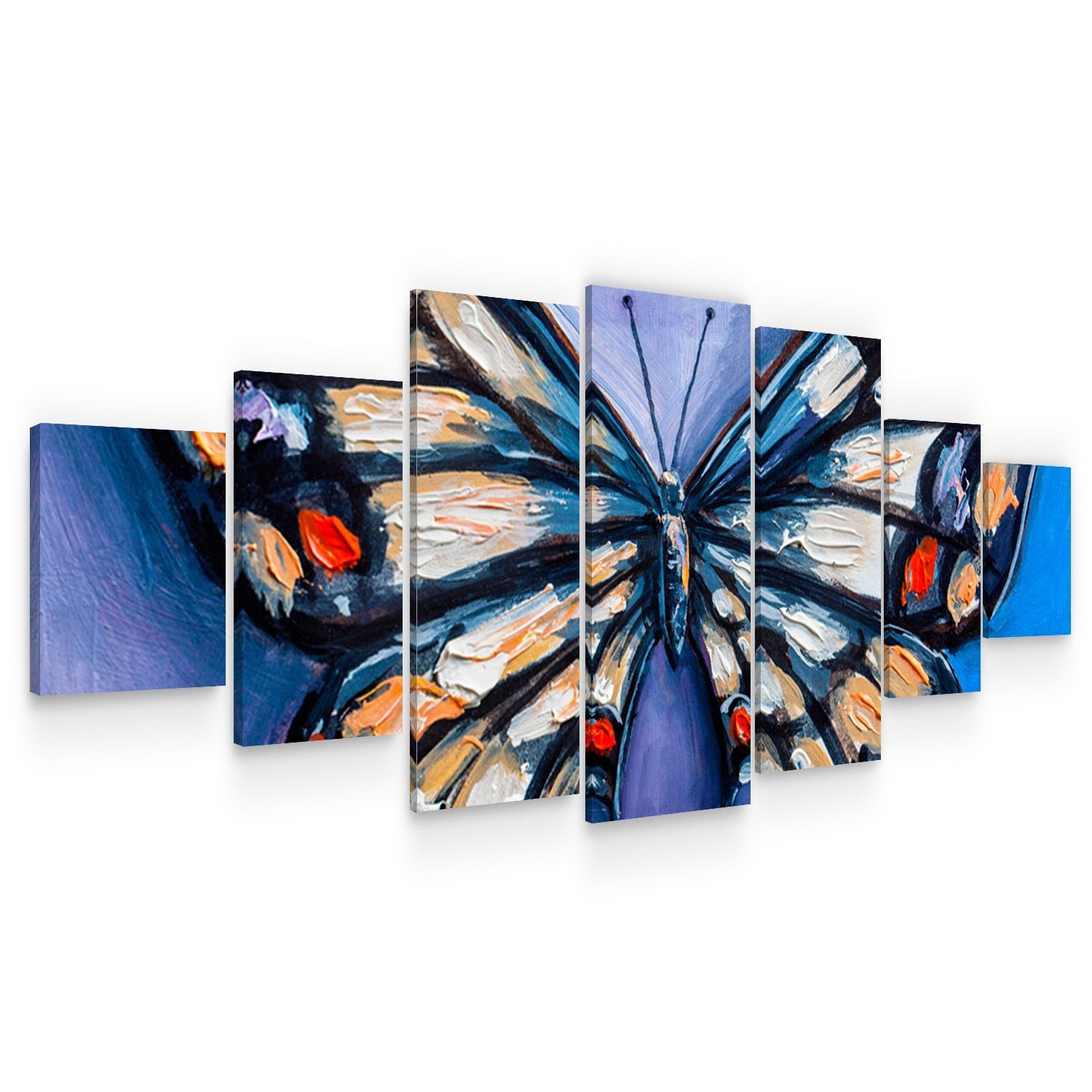 Set Tablou DualView Startonight Fluture Albastru, 7 piese, luminos in intuneric, 100 x 240 cm