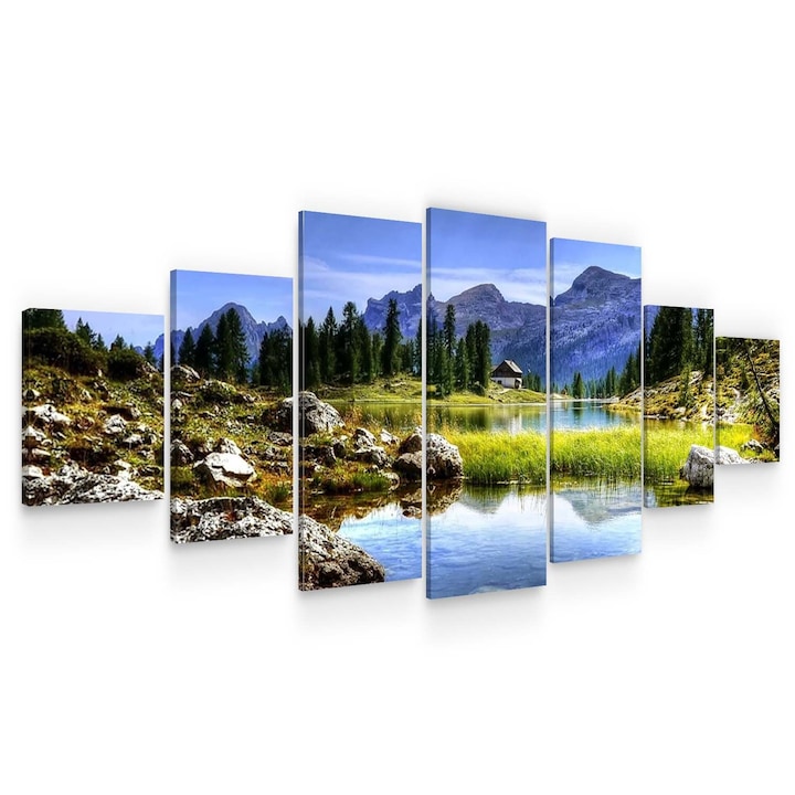 Set Tablou DualView Startonight Peisaj Montan, 7 piese, luminos in intuneric, 100 x 240 cm