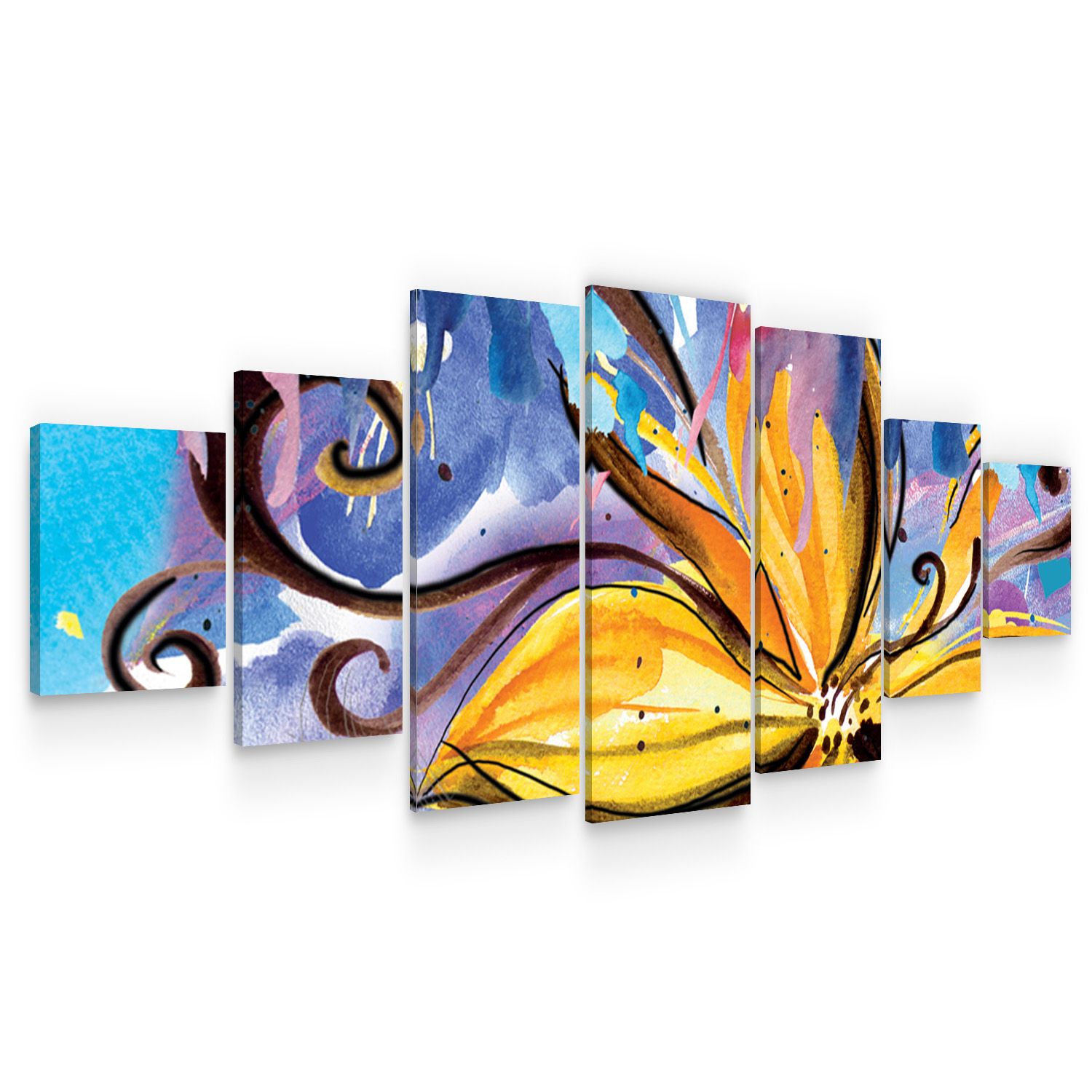 Set Tablou DualView Startonight Floarea Galbena, 7 piese, luminos in intuneric, 100 x 240 cm