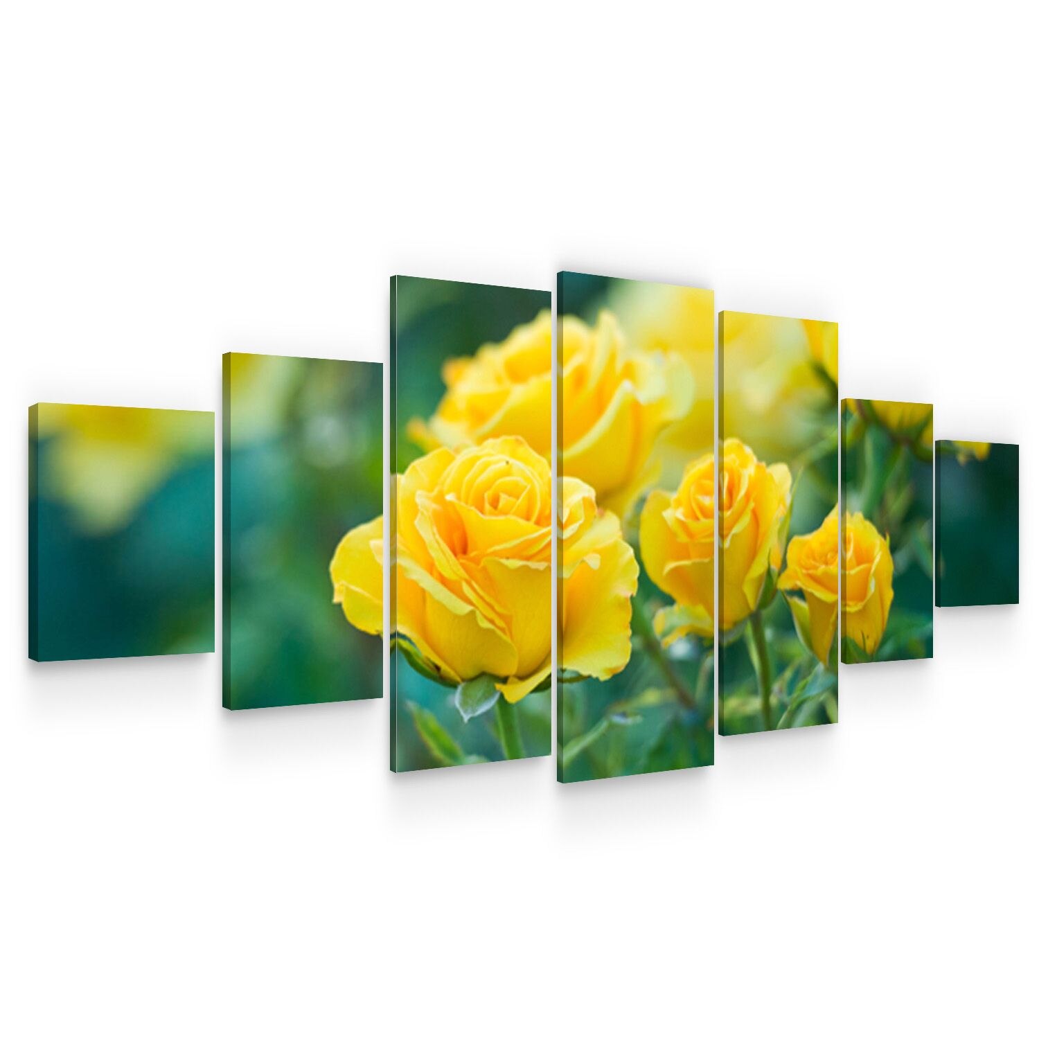 Set Tablou DualView Startonight Trandafiri Galbeni, 7 piese, luminos in intuneric, 100 x 240 cm