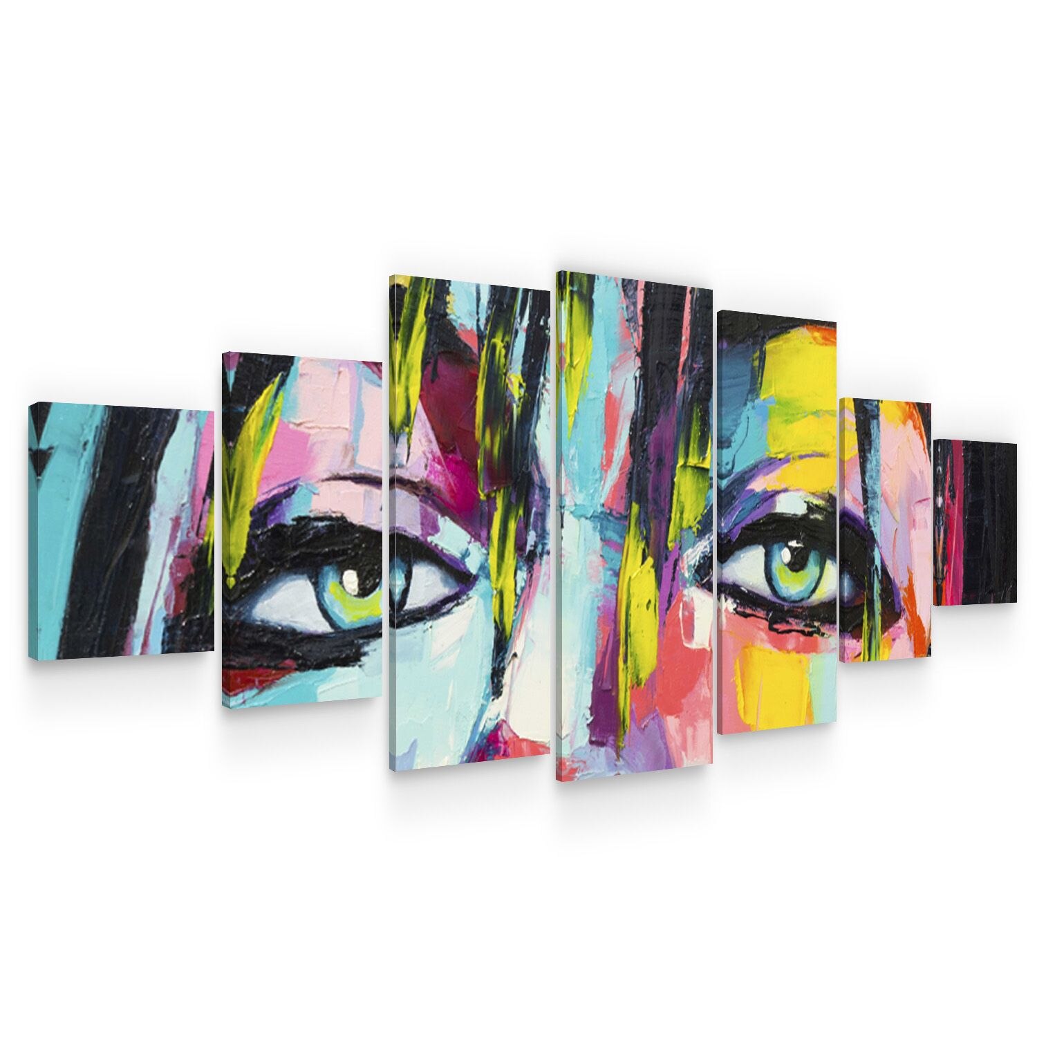 Set Tablou DualView Startonight Fata cu ochii Albastri, 7 piese, luminos in intuneric, 100 x 240 cm