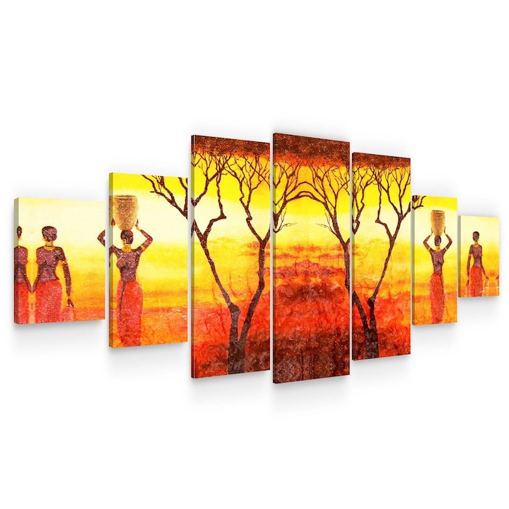 Set Tablou DualView Startonight Femei Africane , 7 piese, luminos in intuneric, 100 x 240 cm