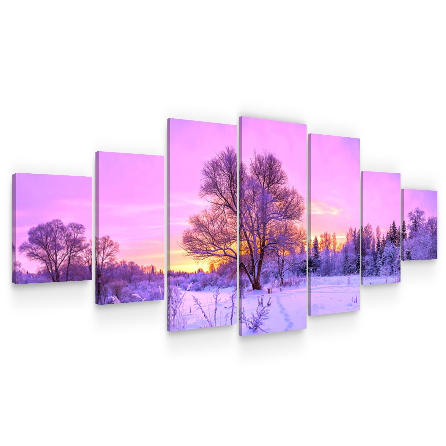 Set Tablou DualView Startonight Iarna Violet, 7 piese, luminos in intuneric, 100 x 240 cm