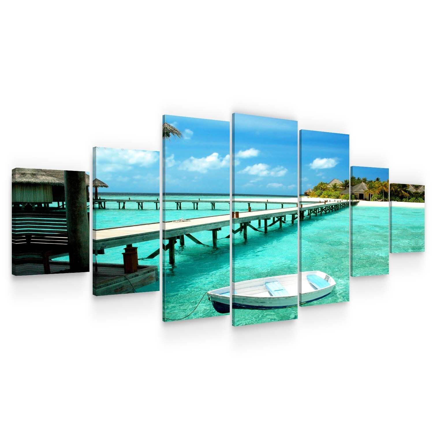 Set Tablou DualView Startonight Peisaj in Caraibe , 7 piese, luminos in intuneric, 100 x 240 cm