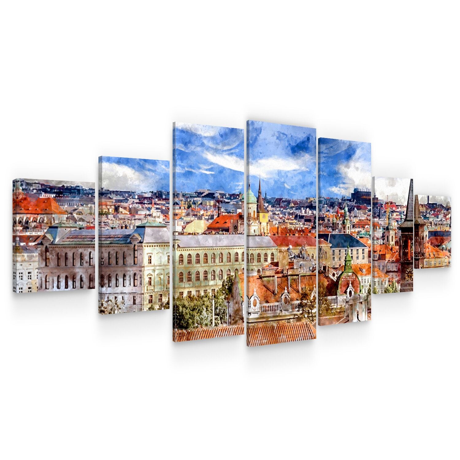 Set Tablou DualView Startonight Vedere peste Oras, 7 piese, luminos in intuneric, 100 x 240 cm