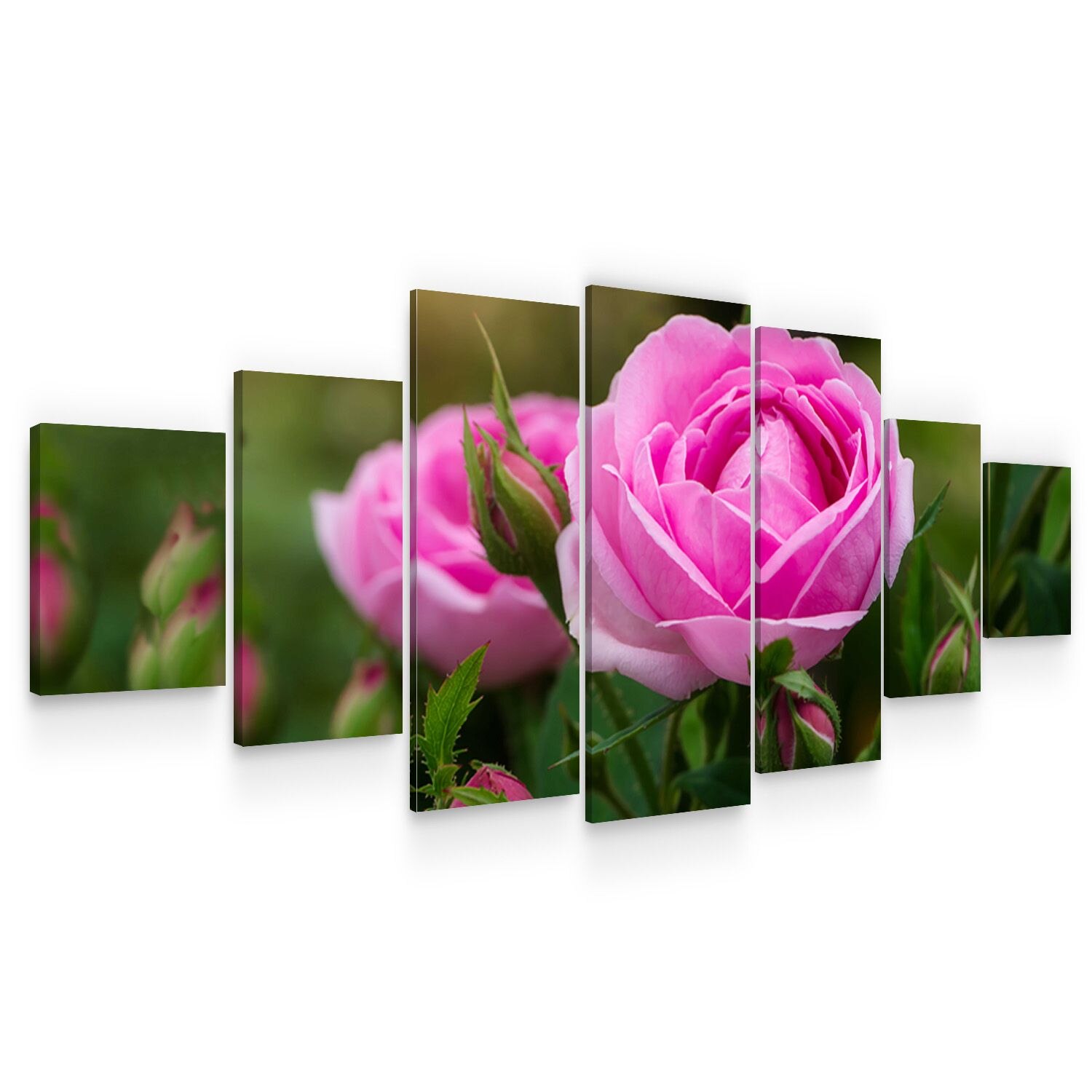 Set Tablou DualView Startonight Trandafiri Roz, 7 piese, luminos in intuneric, 100 x 240 cm