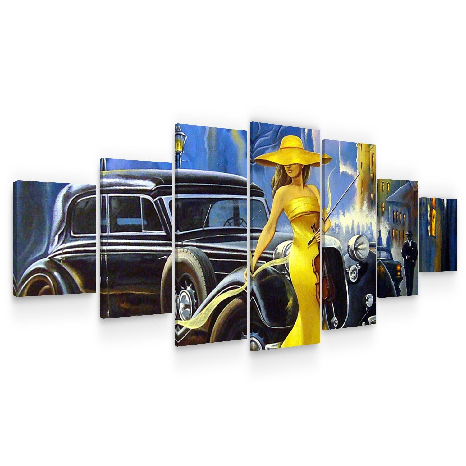 Set Tablou DualView Startonight Violonista, 7 piese, luminos in intuneric, 100 x 240 cm