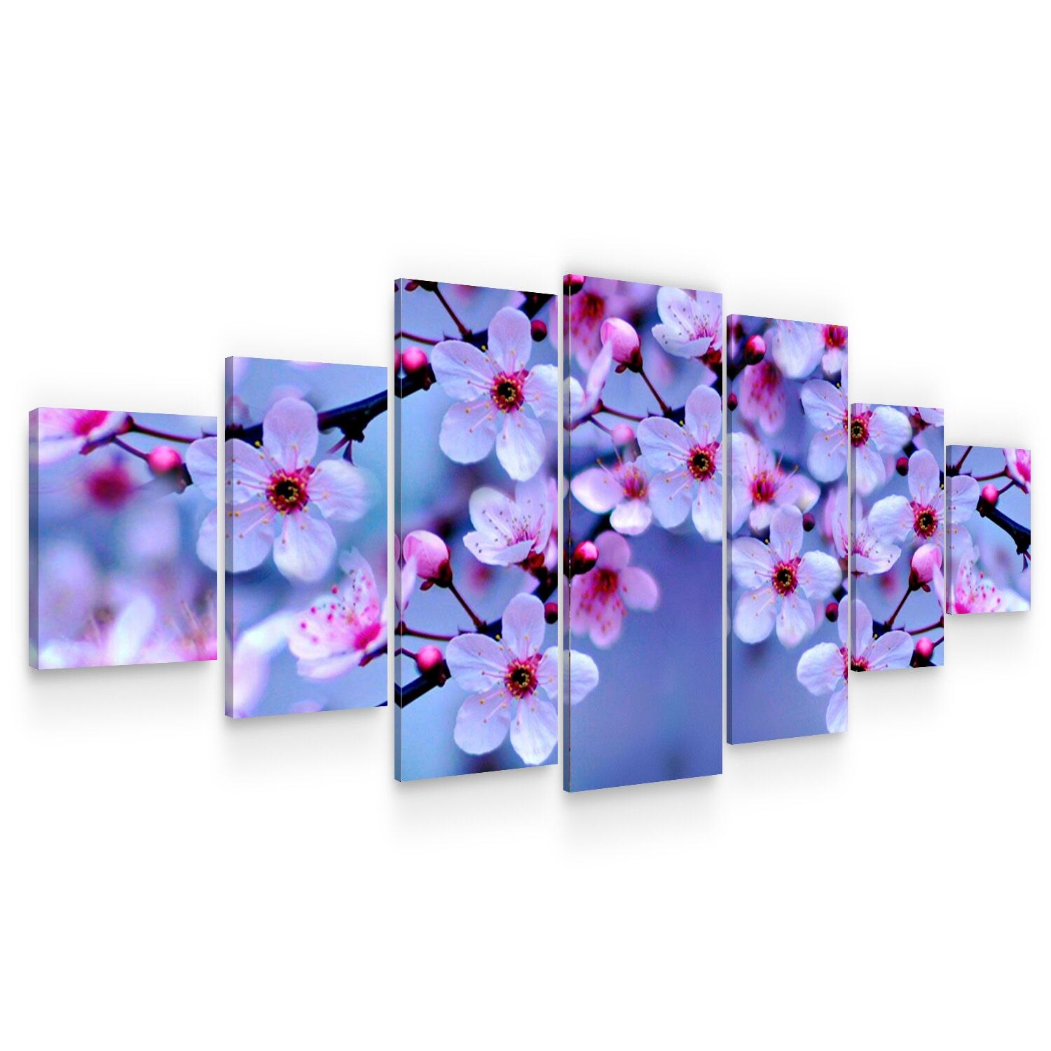 Set Tablou DualView Startonight Flori pe Ram, 7 piese, luminos in intuneric, 100 x 240 cm