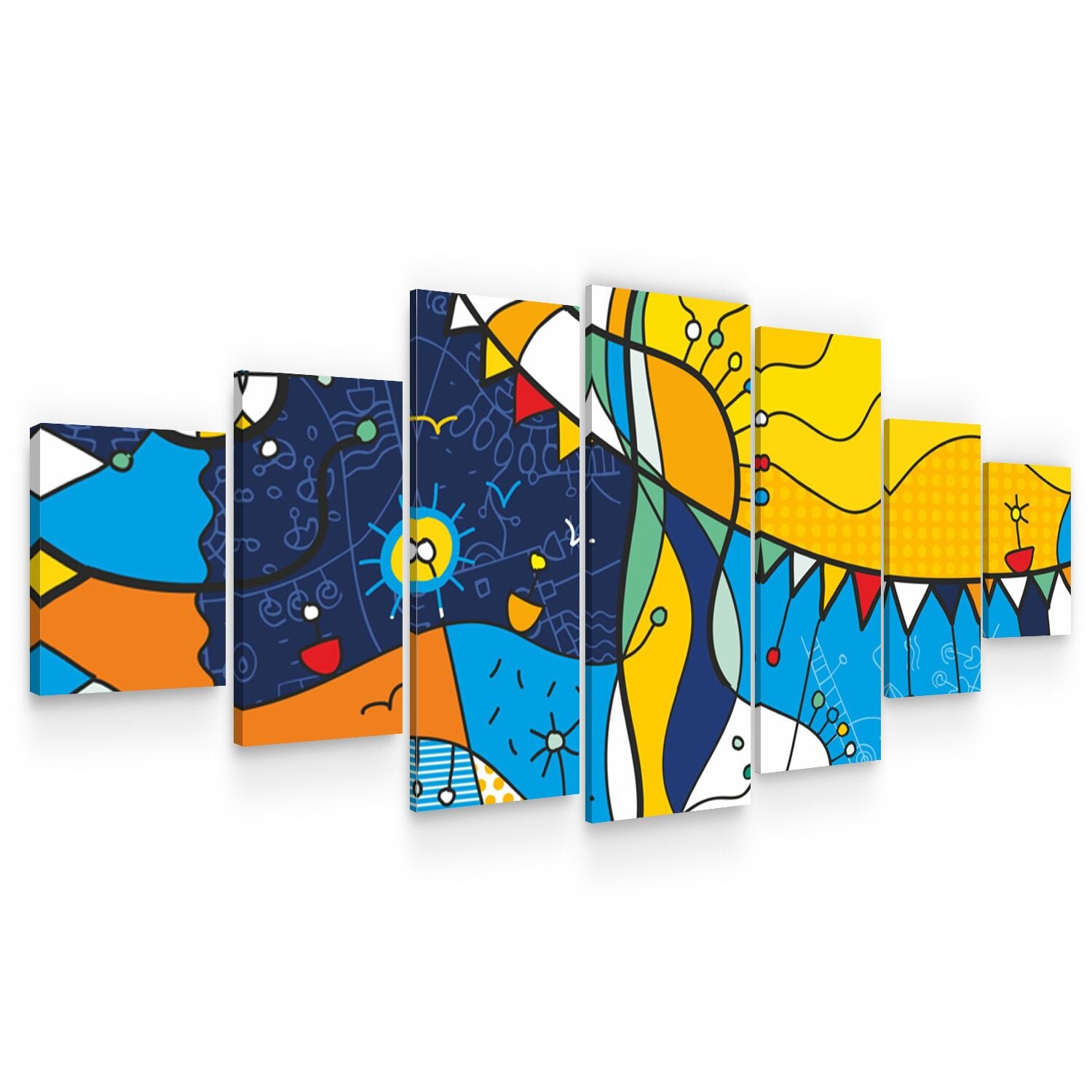 Set Tablou DualView Startonight Soare Idealizat, 7 piese, luminos in intuneric, 100 x 240 cm