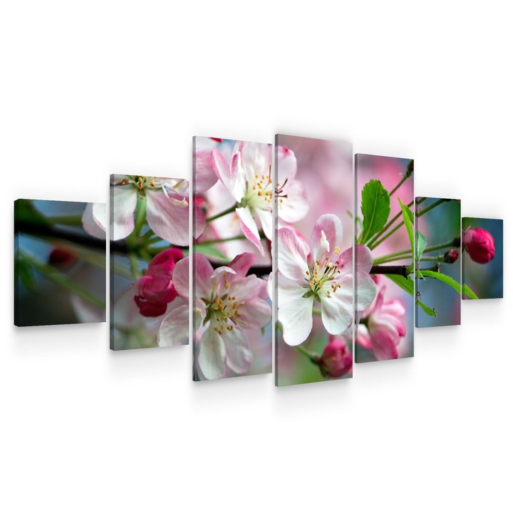 Set Tablou DualView Startonight Ramuri cu Flori, 7 piese, luminos in intuneric, 100 x 240 cm