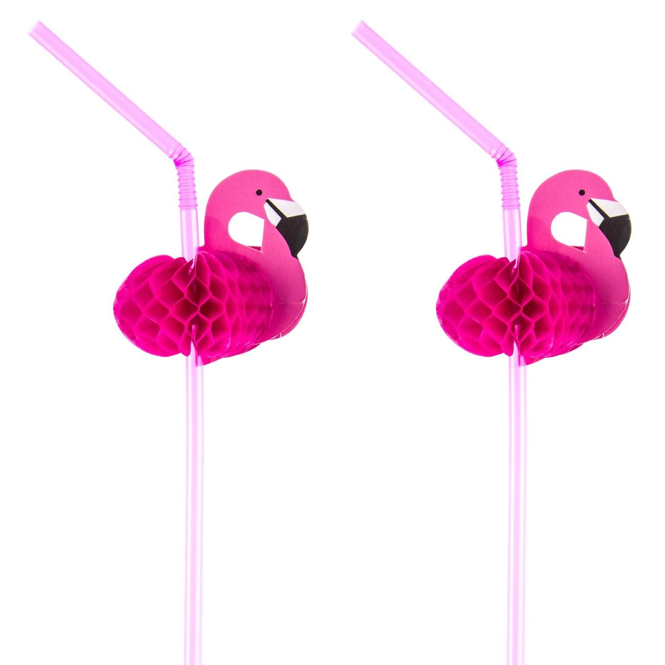 Set 12 paie de plastic roz cu flamingo decorativ , DecorCasa , 25 x 6 cm