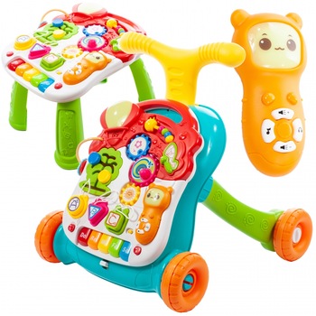 Antemergator Interactiv 5 in 1, cu masuta interactiva detasabila, Lumini si Sunete, Multiple Moduri Senzoriale de joaca  Antemergator Interactiv 5 in 1, cu masuta interactiva detasabila, Lumini si Sunete, Multiple Moduri Senzoriale de joaca
