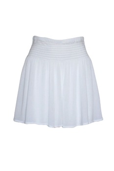 Pantaloni scurti cu banda lata si elastica, creponata, de dama, Alb, Papaya Pantaloni scurti cu banda lata si elastica, creponata, de dama, Alb, Papaya